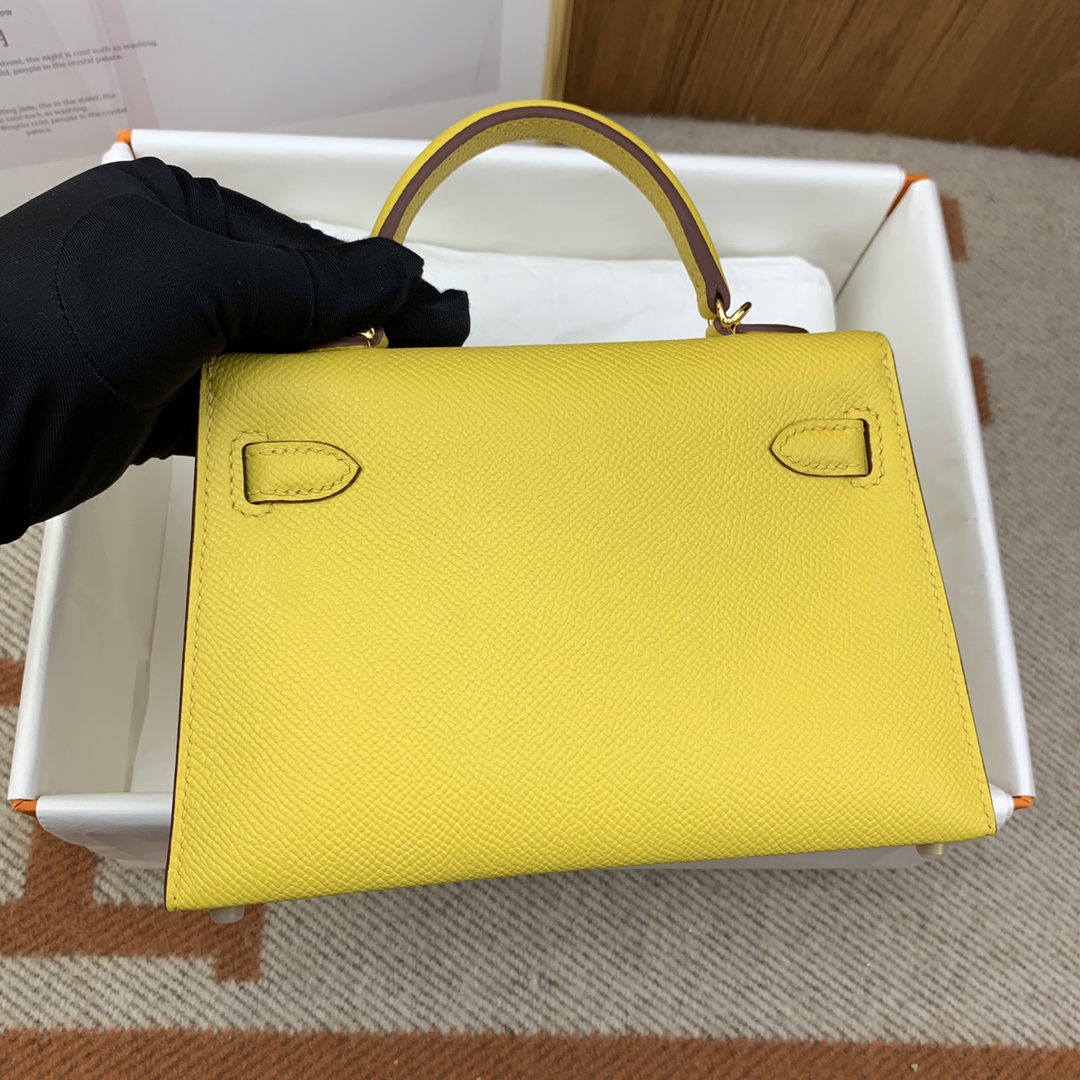 Hermes Kelly Mini II Bag 19CM In Lemon Yellow Epsom Leather